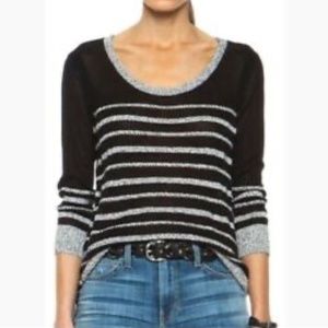 Rag&Bone Azra Striped Knit Scoop-Neck Black White Sweater (XS)
